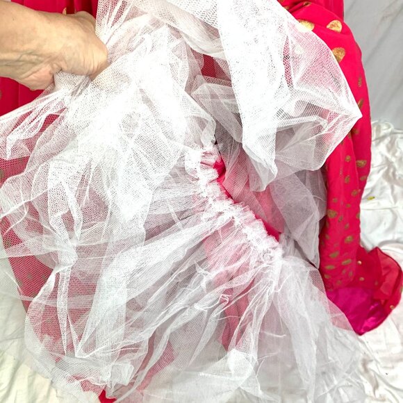 Gold & Pink Halter Formal Ball Gown Beaded Bodice Lace-Up Corset Back Kiss Kiss - Picture 7 of 14